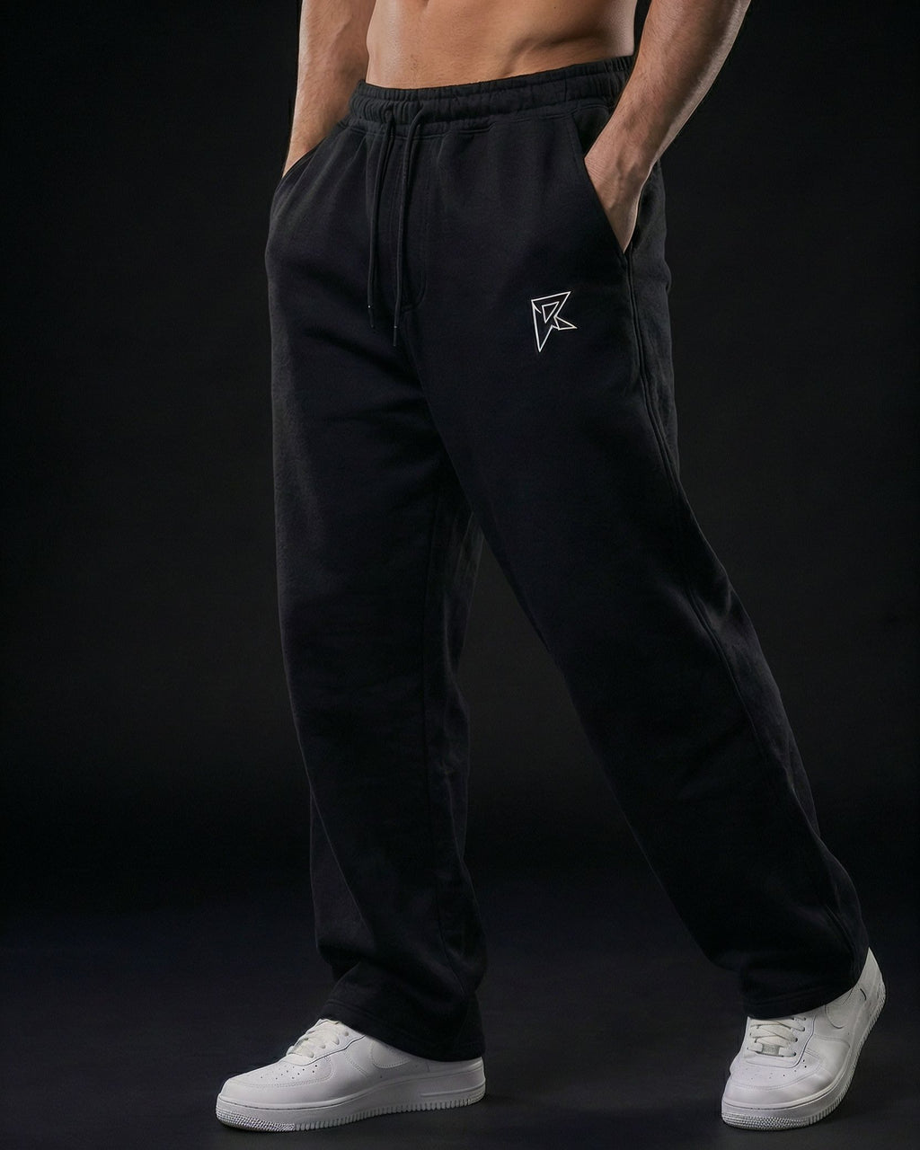 Pantalón baggy negro Essencial de Reaper, corte sobredimensionado con caída pesada, confeccionado en French Terry de 300GSM